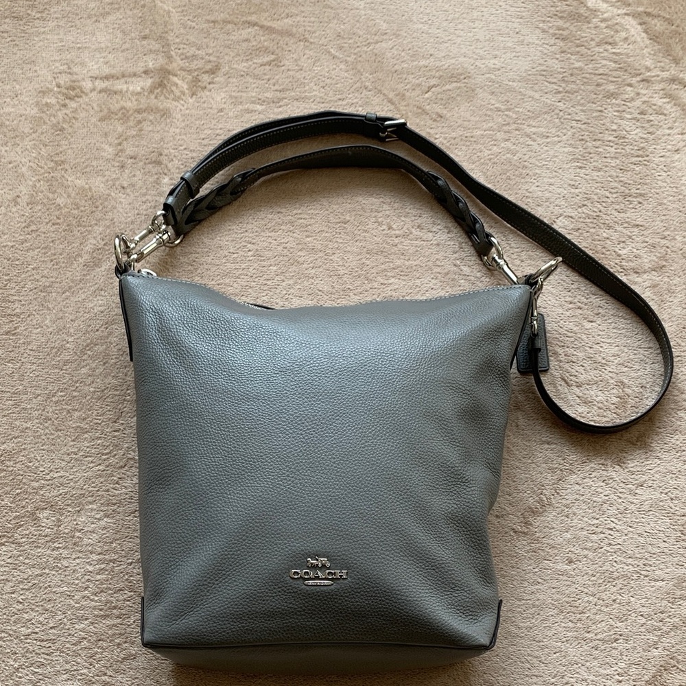 Coach F31507 Abbey Duffle Pebble Leather Gray Shoulder Crossbody Bag